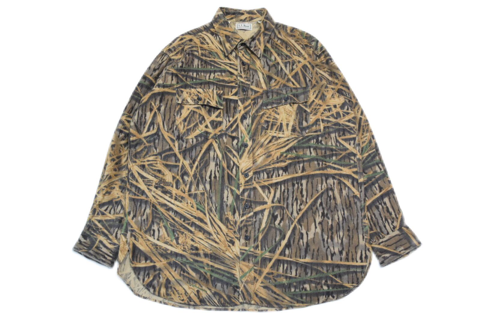 USED 90s L.L.Bean "Shadow Grass" Chamois Cloth Shirt -17 1/2 01697