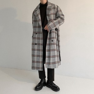 チェック柄ベルト付トレンチコート C10028