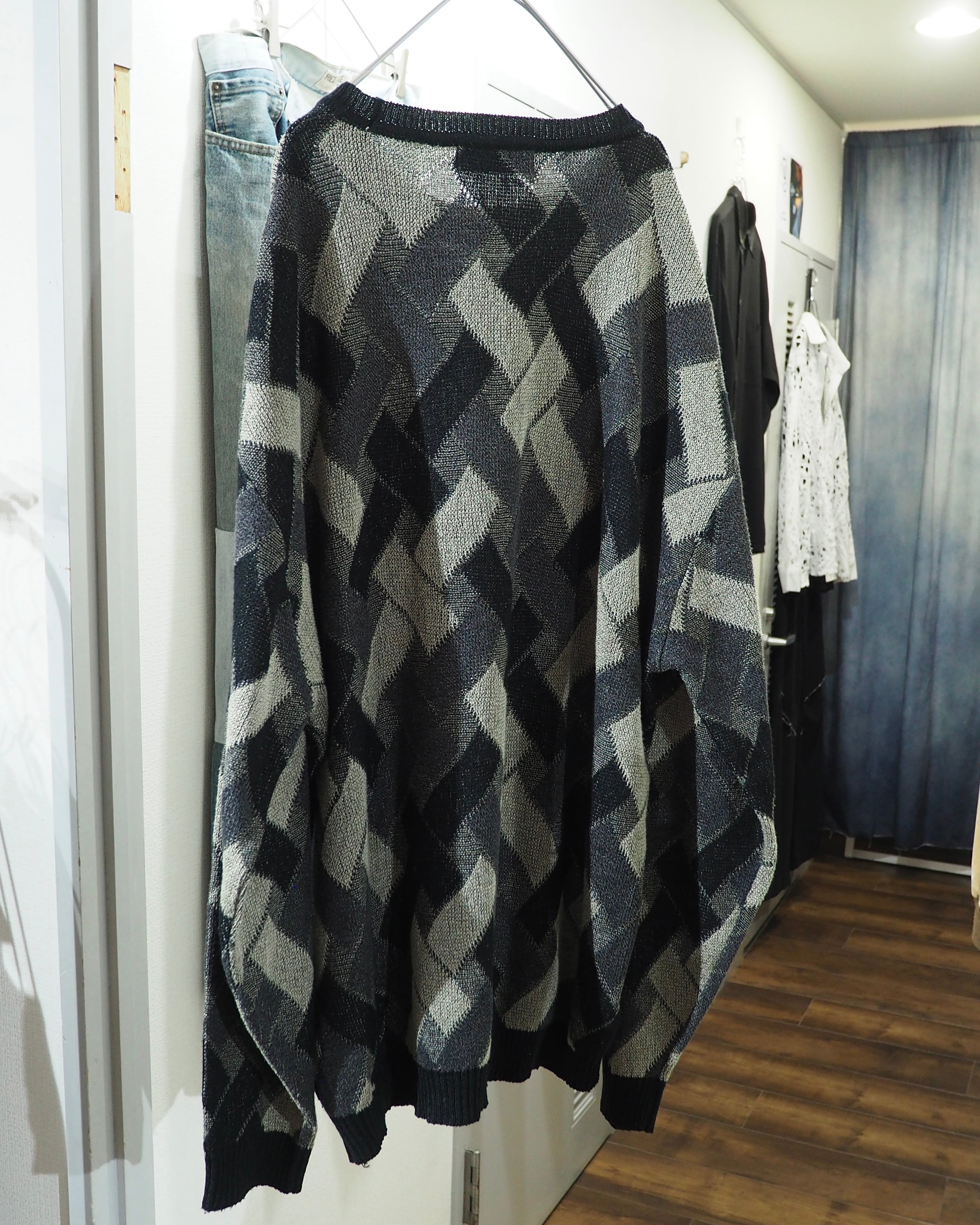 1990s " northern isles " Monotone Intrecciato Pattern Vintage Loose Knit