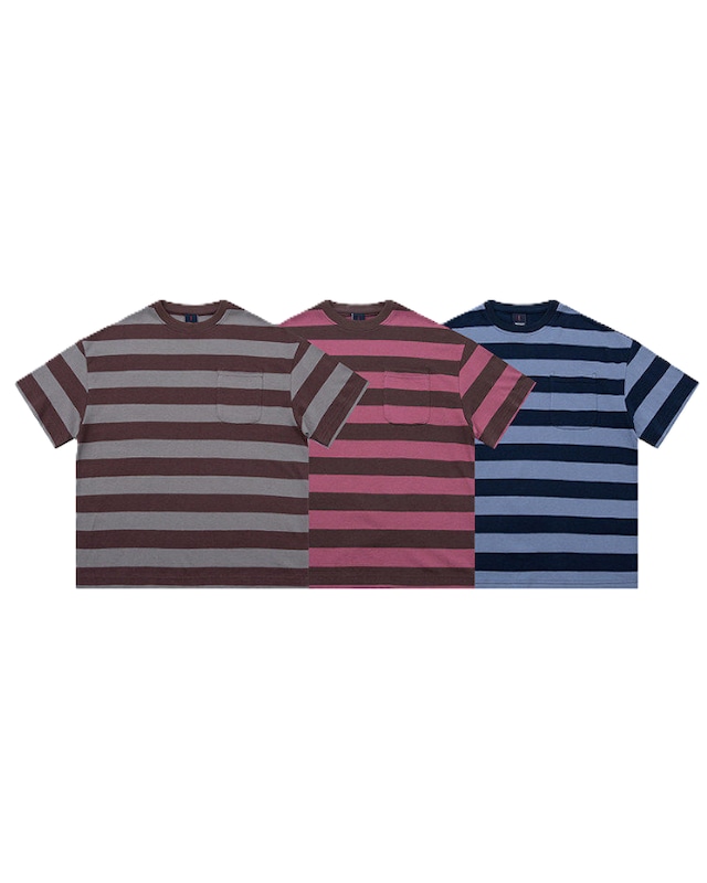 Striped Patch Pocket T-Shirt 　x01415