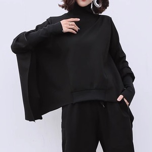 ハイネックケープスリーブスウェットシャツ　D0127