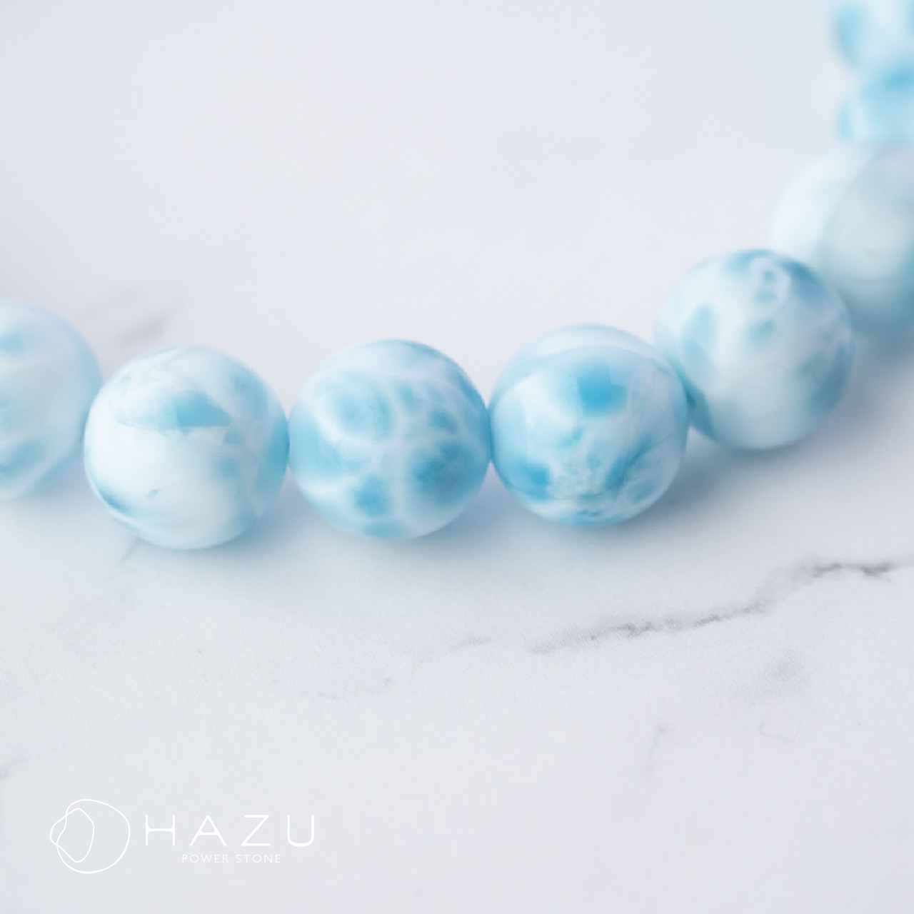 【1点もの】波模様はっきりラリマーブレス［ラリマー／水晶］