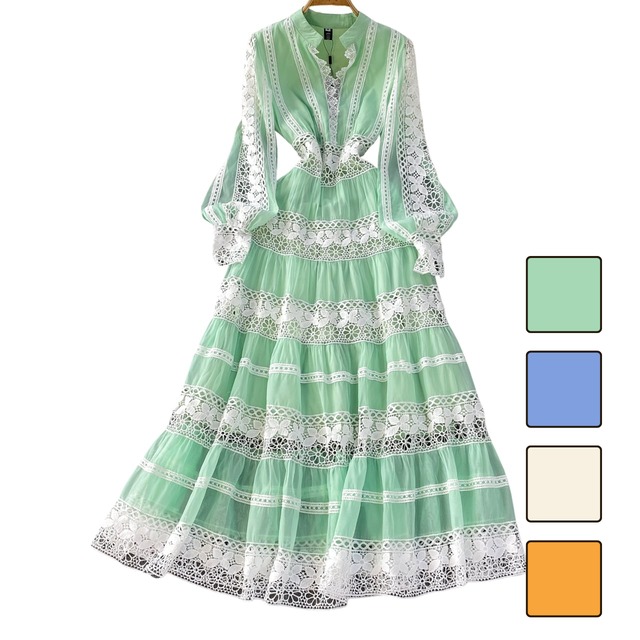 エアリーエンブロイダリーティアードワンピース 4color L2042