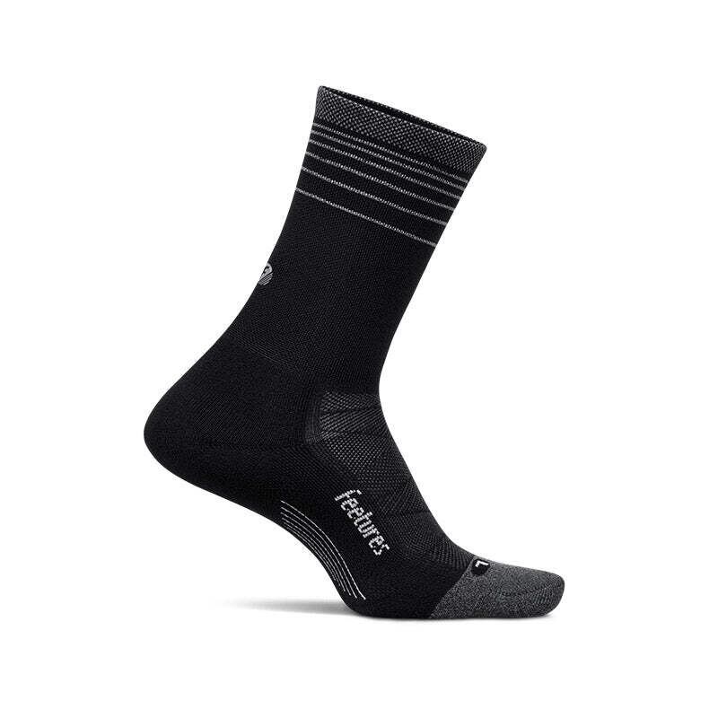 Feetures(フィーチャーズ)ELITE LIGHT CUSHION MINI CREW -Black Flash ランニングソックス メンズ・レディース