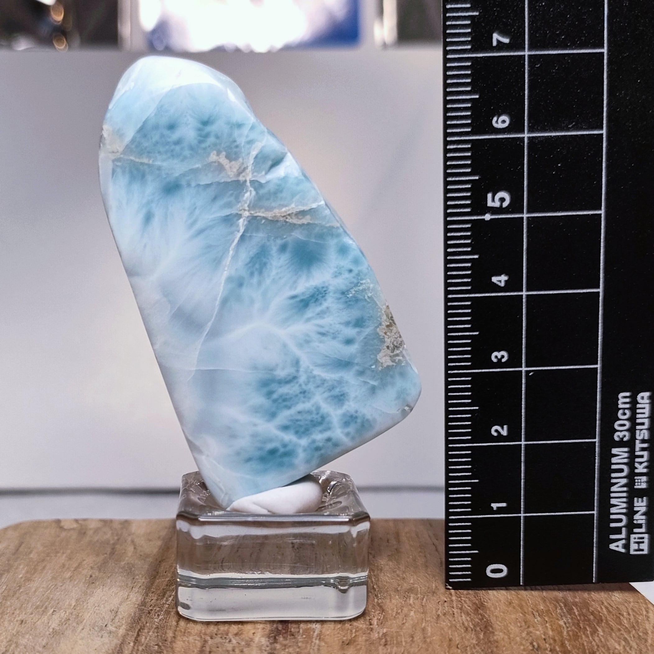 高品質 天然 ラリマー 原石 磨き石 横32mm×縦11.5mm×高さ57mm 重量43.5