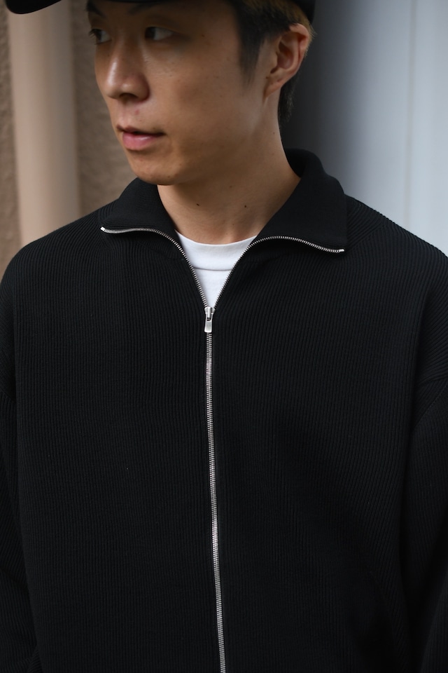 BATONER / HARD TWIST WOOL RIB DRIVERS KNIT (Black)