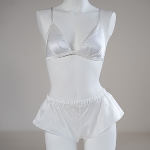 トライアングルブラ＆フレアショーツ SIlk x Cotton