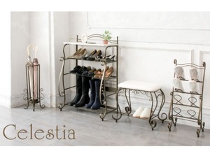 『Celestia』 スリッパラック SR-3070 おしゃれ 玄関 アンティークゴールド スリッパ 収納 立て 置き