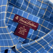 Brooks Brothers ブルックス ブラザーズ チェック ノンアイロン オックスフォード BD 長袖シャツ M/ブルー
