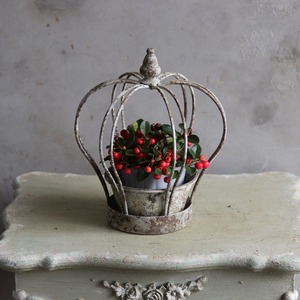 ブリキ植木鉢　クロヌポットMGY　アンティーク調　シャビーシック　オシャレ　UF588