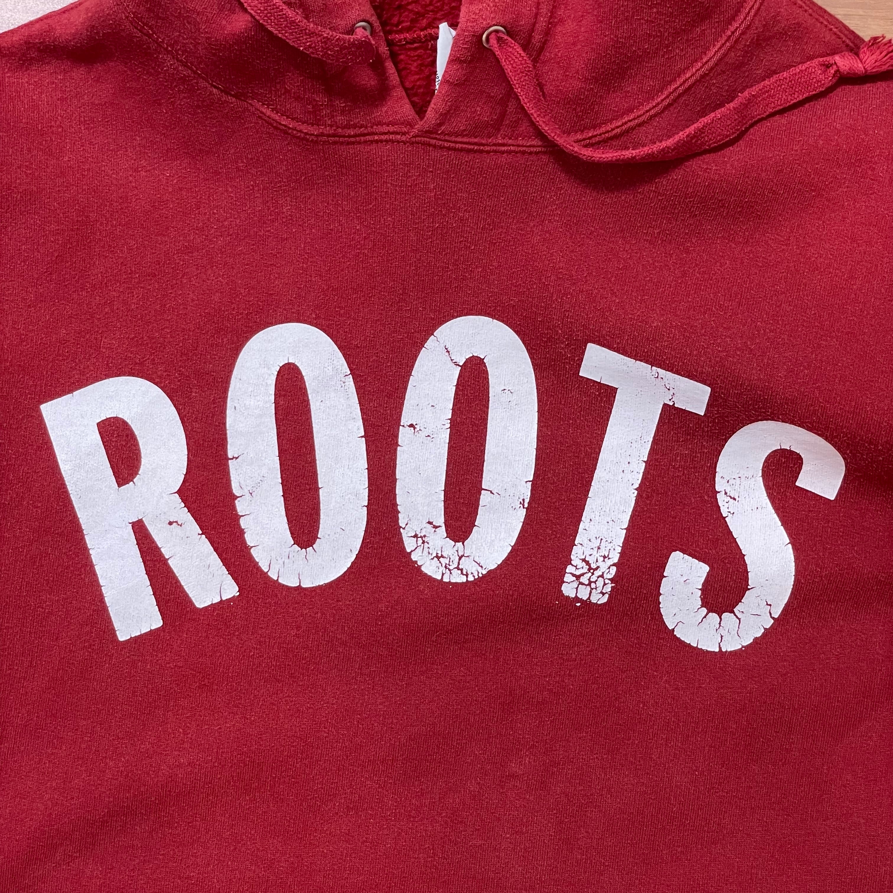 【ROOTS】カナダ製 ブランドロゴ プリント プルオーバー パーカー フーディ メンズL アメリカ古着 | 古着屋手ぶらがbest powered  by BASE