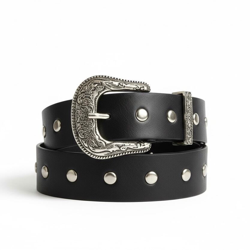 Y2K ウエスタン 古着小物 ハトメ レースアップ バックル レザーベルト