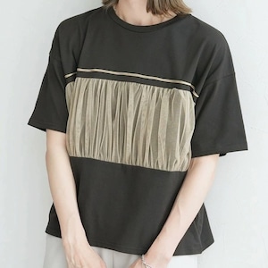 cotton T-shirt for women featuring mesh paneling(EC096)