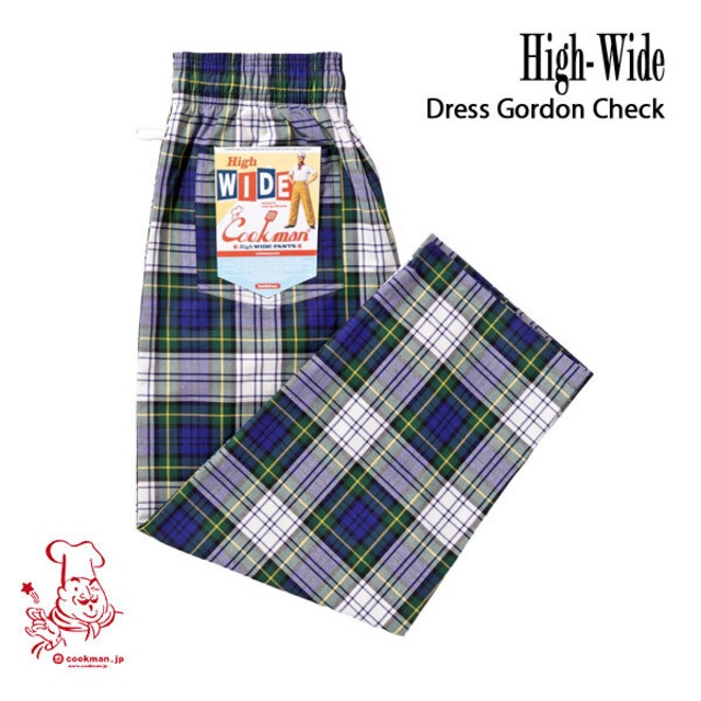 Chef Pants High-Wide Dress Gordon Check シェフパンツ ハイ‐ワイド ドレスゴードンチェック UNISEX 男女兼用 COOKMAN クックマン イージーパンツ アメリカ