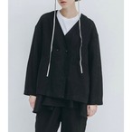 fog linen work|コーラノーカラージャケット(厚地リネン)col.ブラック