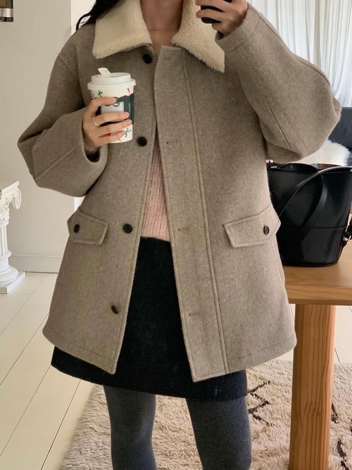 (予約) JINSIM / Humming wool collar coat 1color