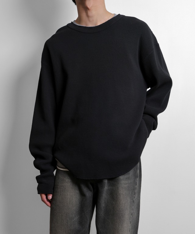 UNUSED / US2596 LONG-SLEEVE WAFFLE T-SHIRT(BLACK)