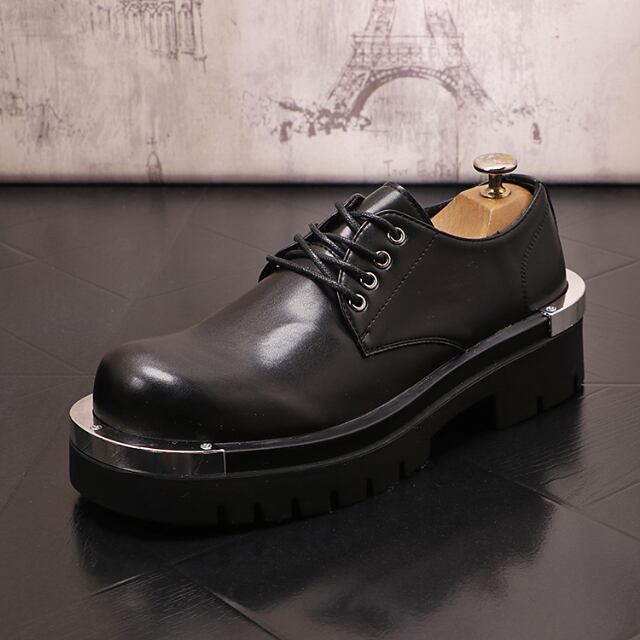 予約販売】レザーシューズ 革靴 メンズ ローファー 厚底 ゴツ底 靴
