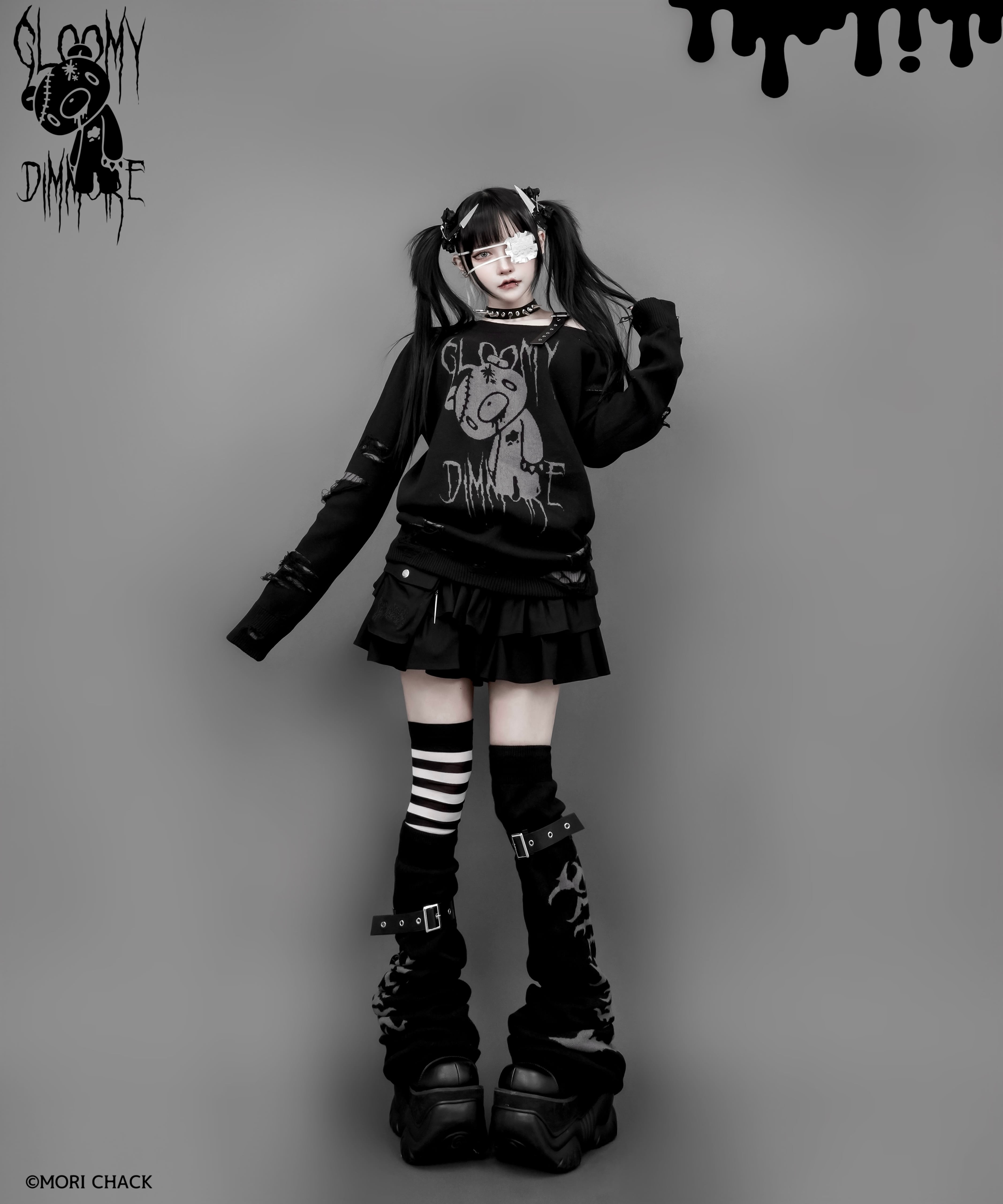 【完売品】DimMoire×GLOOMY♡グル〜ミ〜いたずら♡ニット 受注予約商品】【GLOOMY×DimMoire】グルーミーいたずらニット
