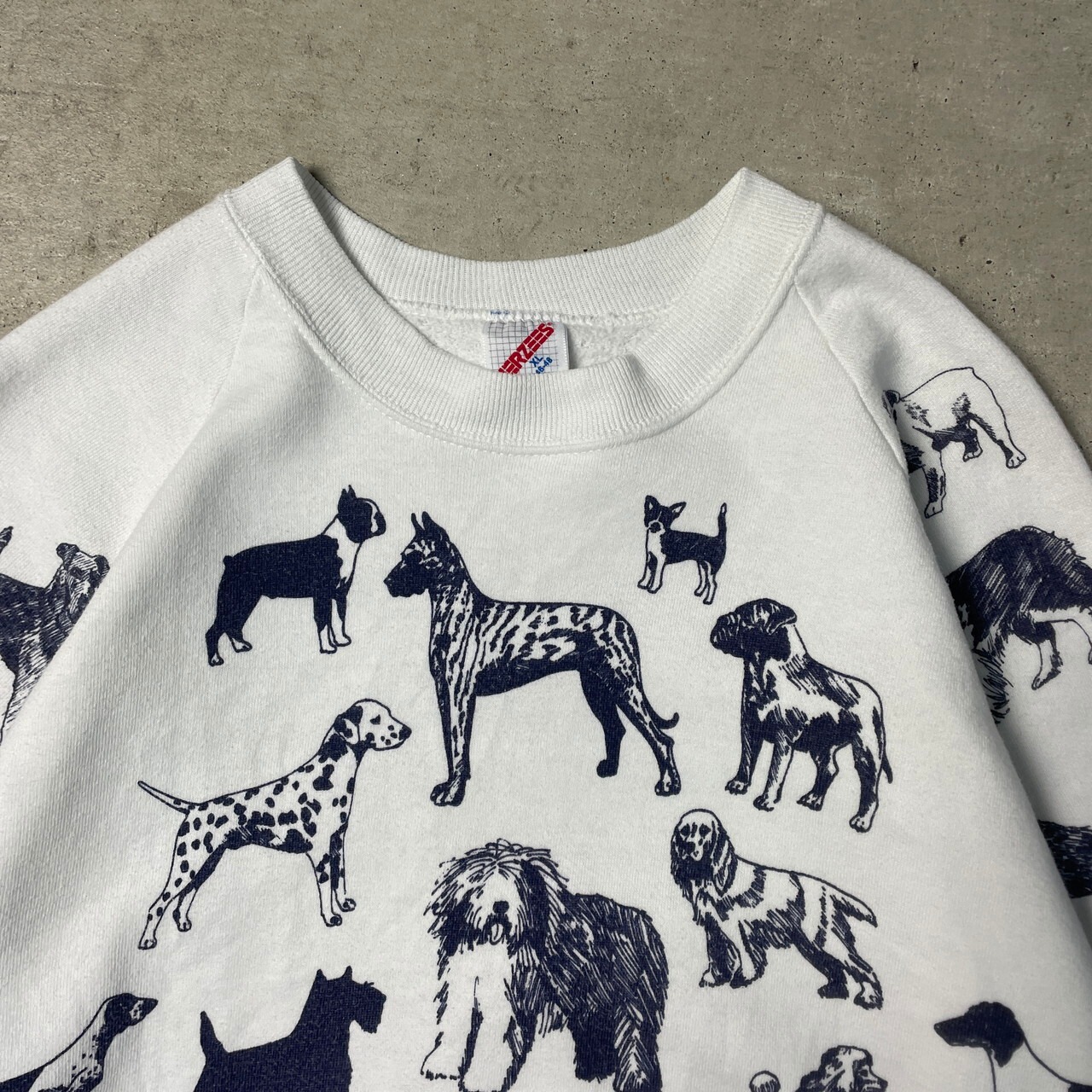 90年代 USA製 MICHIGAN RAG CO. スウェットシャツ 犬柄 総柄プリント 