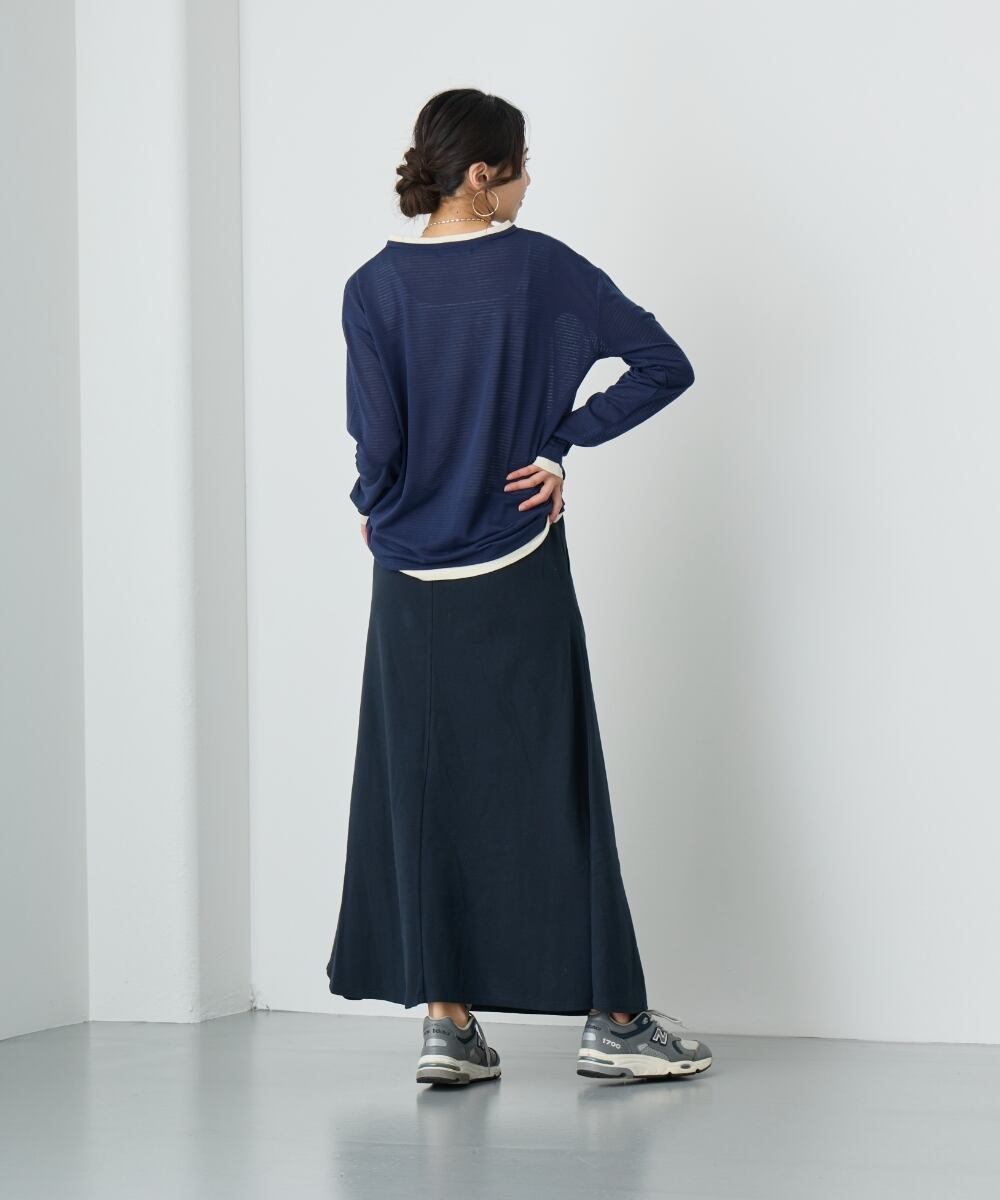 No.24011 フェイクレイヤードロングTシャツ Navy | エルキカク