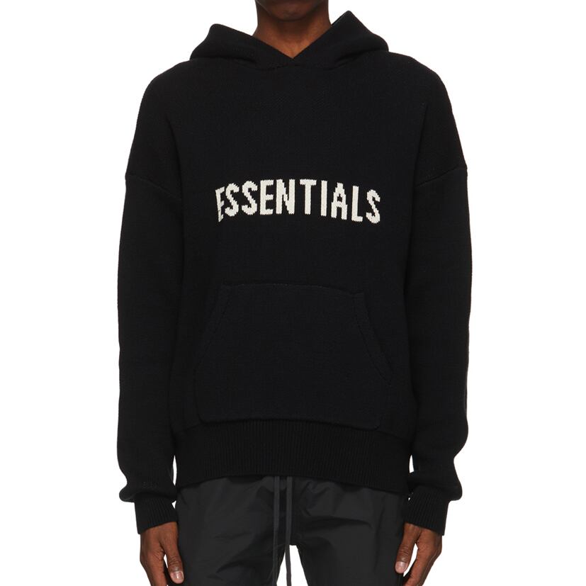 【XL】Essentials Black Knit Logo Hoodie