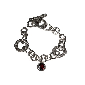 vintage silver circle link chain bracelet with toggle