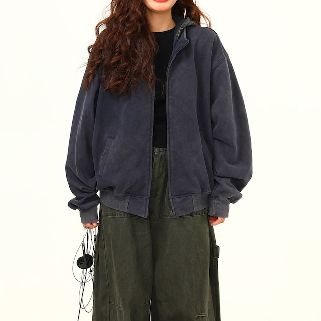 チェックフードレイヤードワークパーカー R01295