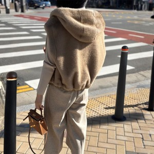 フェイクミンク  フード付　ベストコート〈3カラー サイズF〉
