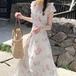 フリルカラーバックリボンフラワーワンピ ・78446