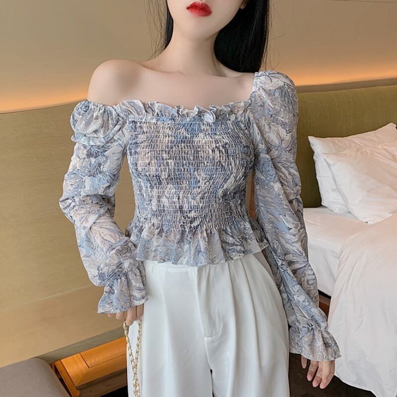 シフォンシャツ スプリングブラウス スタンダードフローラル ロング レトロ 春物 花柄 ドラファッションホール72980766880