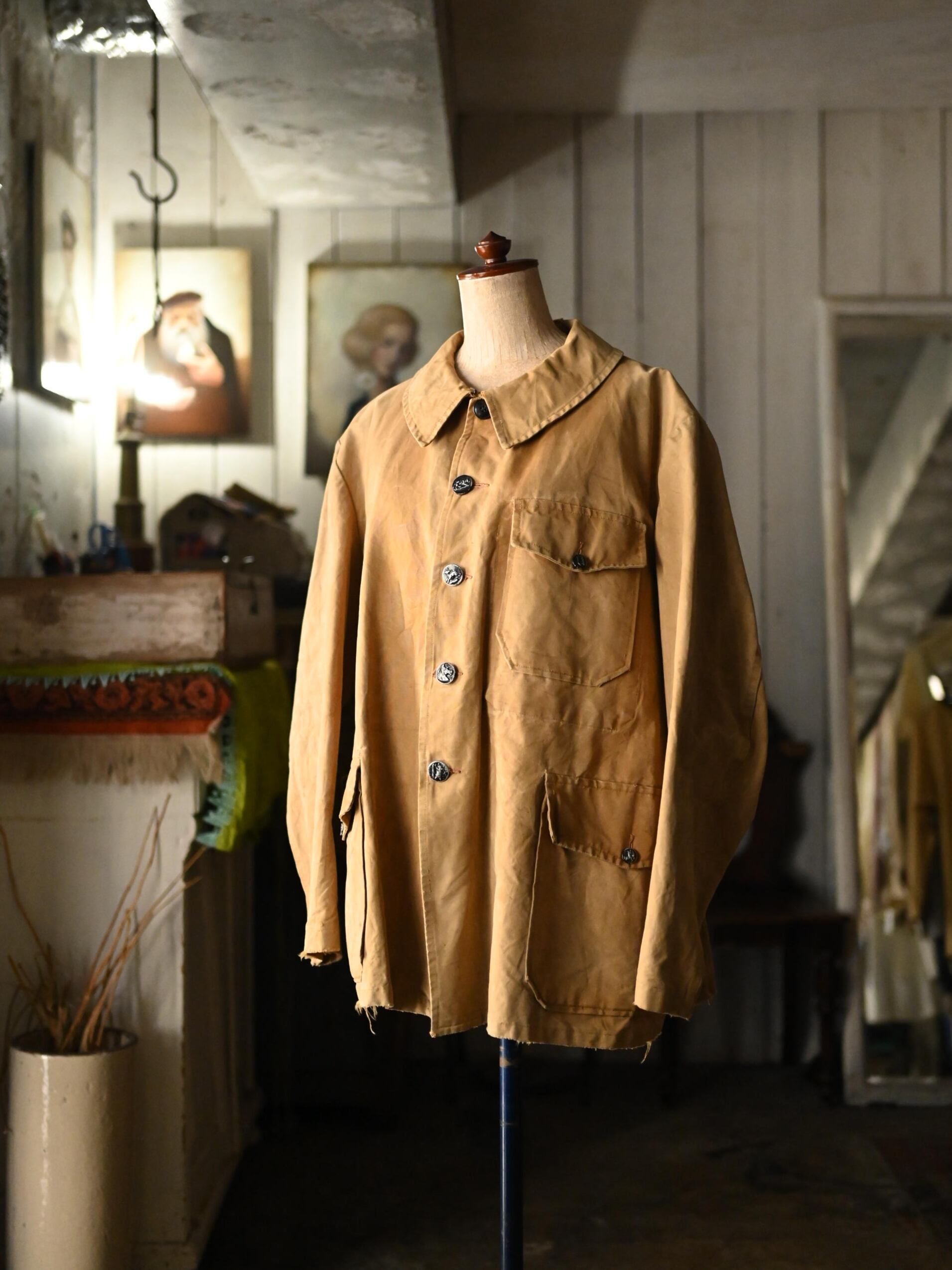 French 1950's cotton canvas hunting jacket | [Chapter 1. + Haflway.] 1920年から30年コットンリネンキャンパスハンティングジャケット
