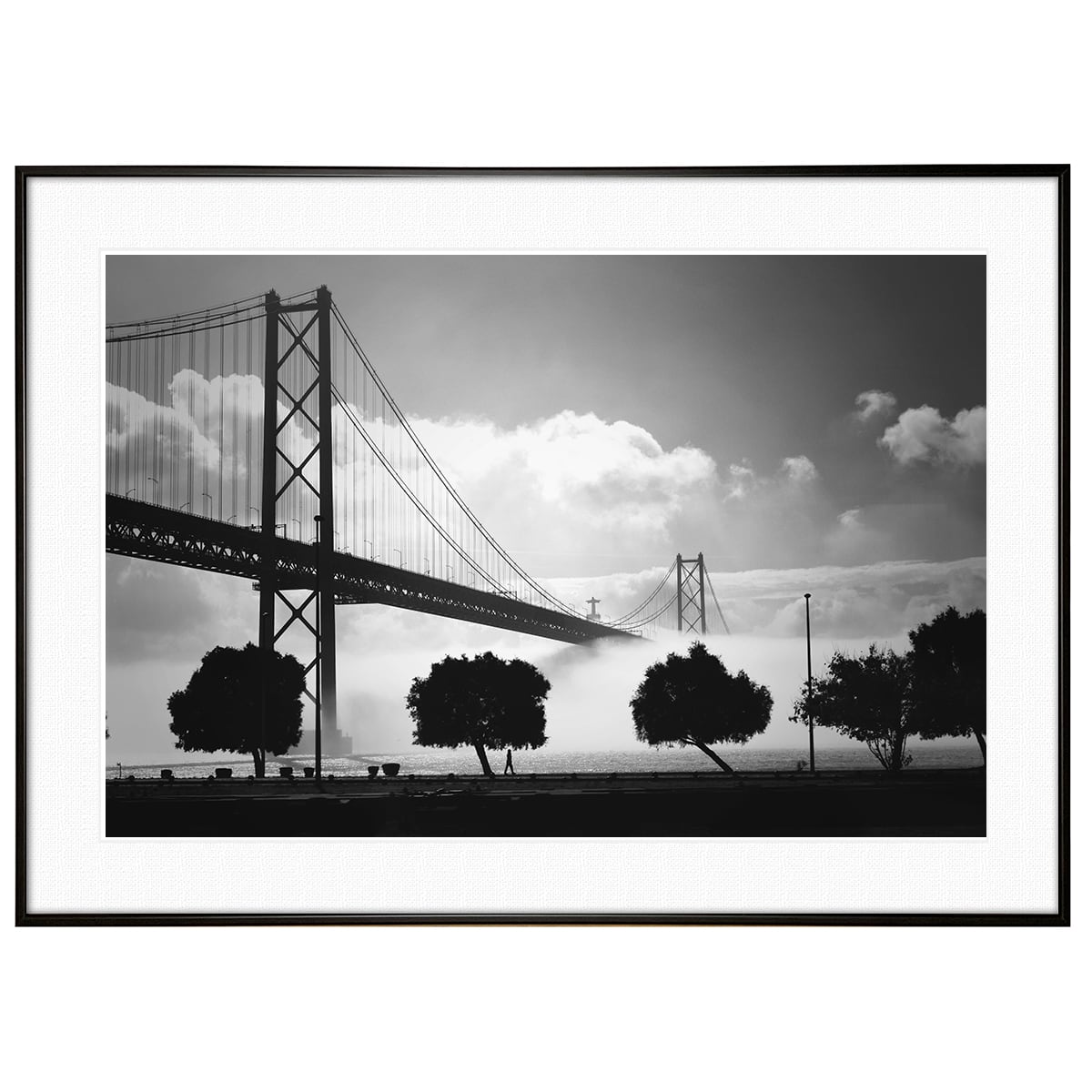 ポルトガル写真 リスボン 4月25日橋 インテリア モノクロアートポスター額装 AS1527