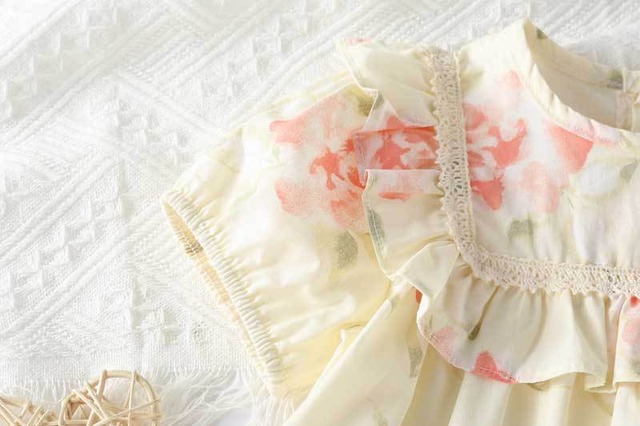 【姉妹服】ピーチブロッサム花柄ロンパース／ワンピース - 17
