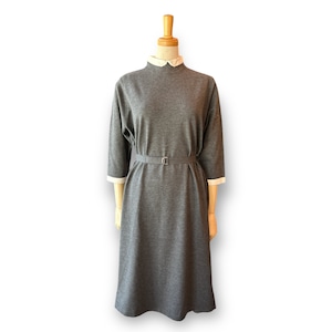 Woman's Cleric Collar Knit One Piece-Grey〖MACKINTOSH PHILOSOPHY〗セリックカラーワンピースロングスリーブ マッキントッシュフィロソフィー