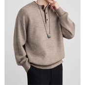 ヘンリーネック 長袖ニット af0409