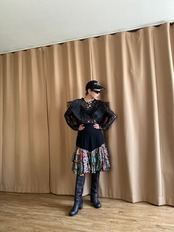 shiny floral frill design skirt-4324-9