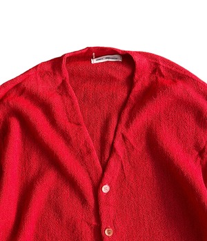 Vintage 60s Alpaca knit cardigan -RED-