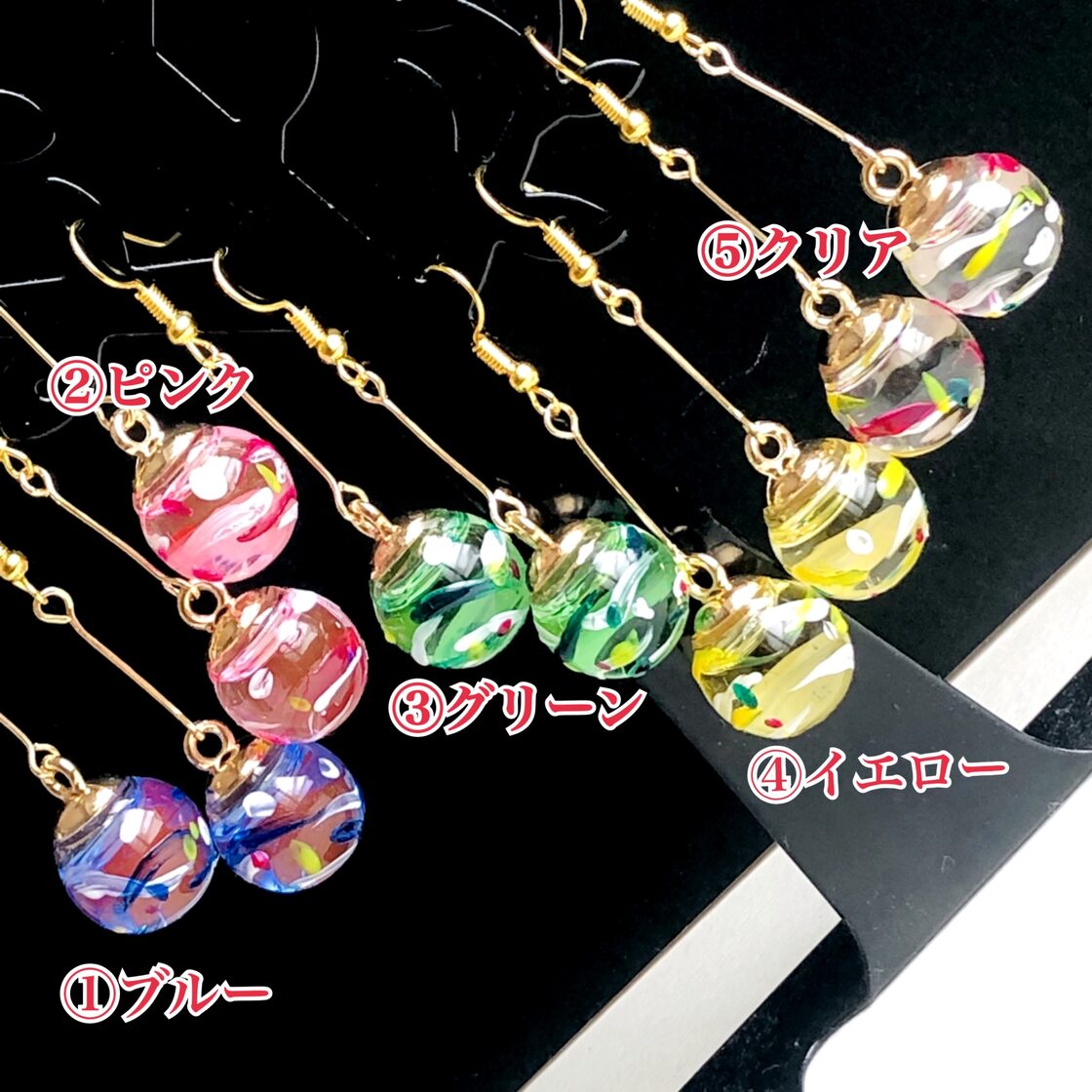 片耳販売‼️】手描き✨水風船ヨーヨーピアス、イヤリング✨夏祭り 
