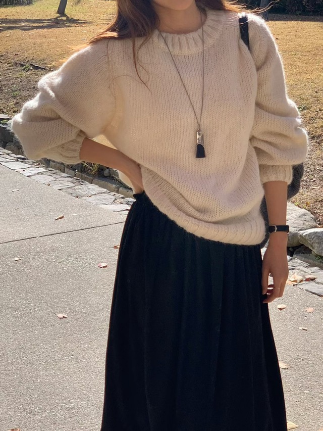 (予約) verveine / Rue suede flare skirt 1color