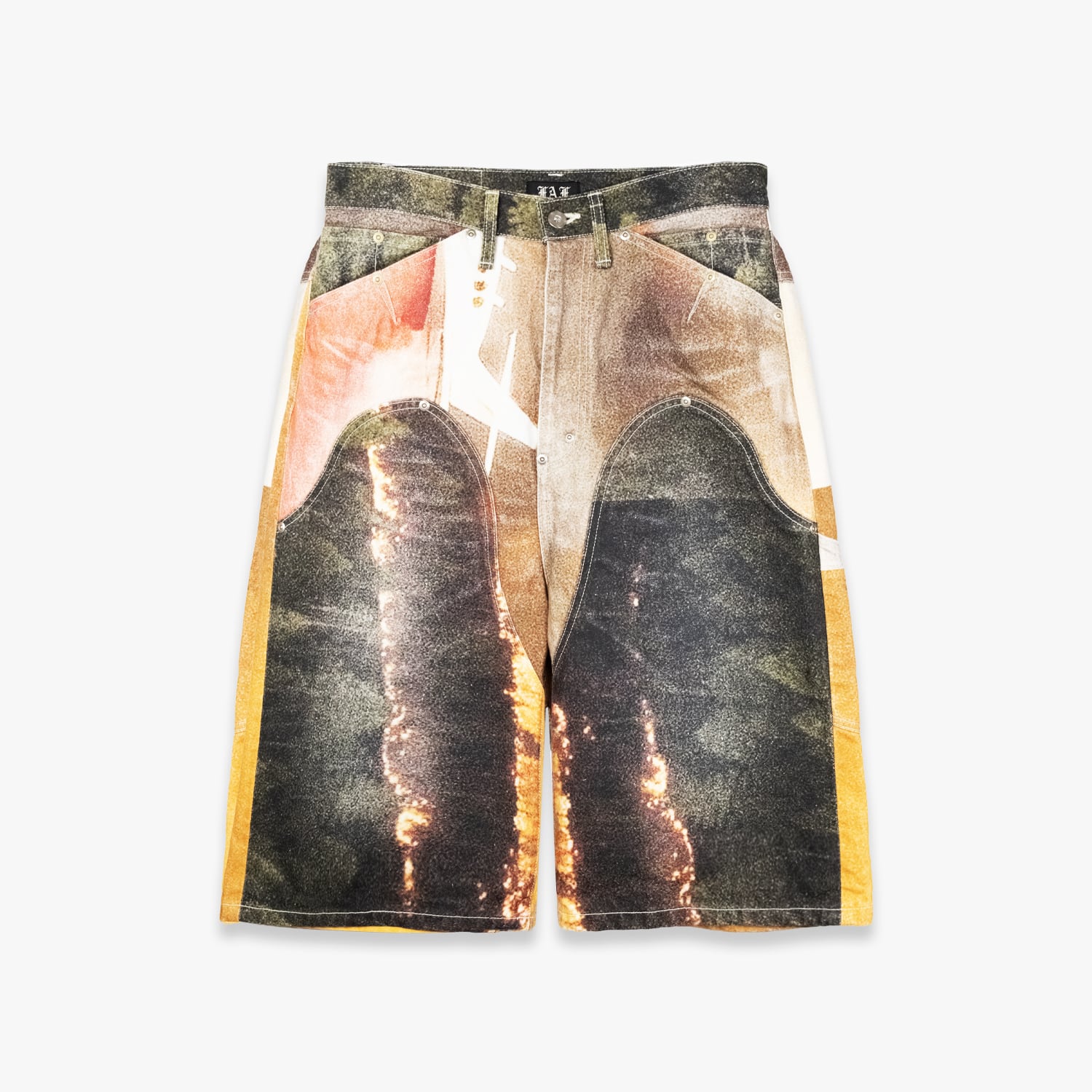 FAKE AS FLOWERS / FAF 26SS NEWCOMMUNE BAGGY DENIM SHORTS (FOREST)