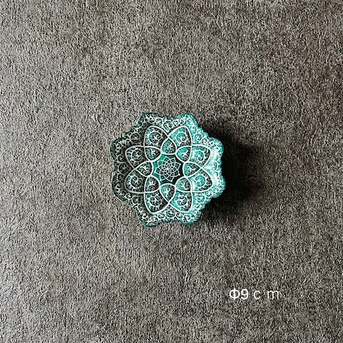 ペルシャの飾り皿（ミーナーカーリー）9ｃｍ　アクセサリートレイ【MINA KARI 08-038】