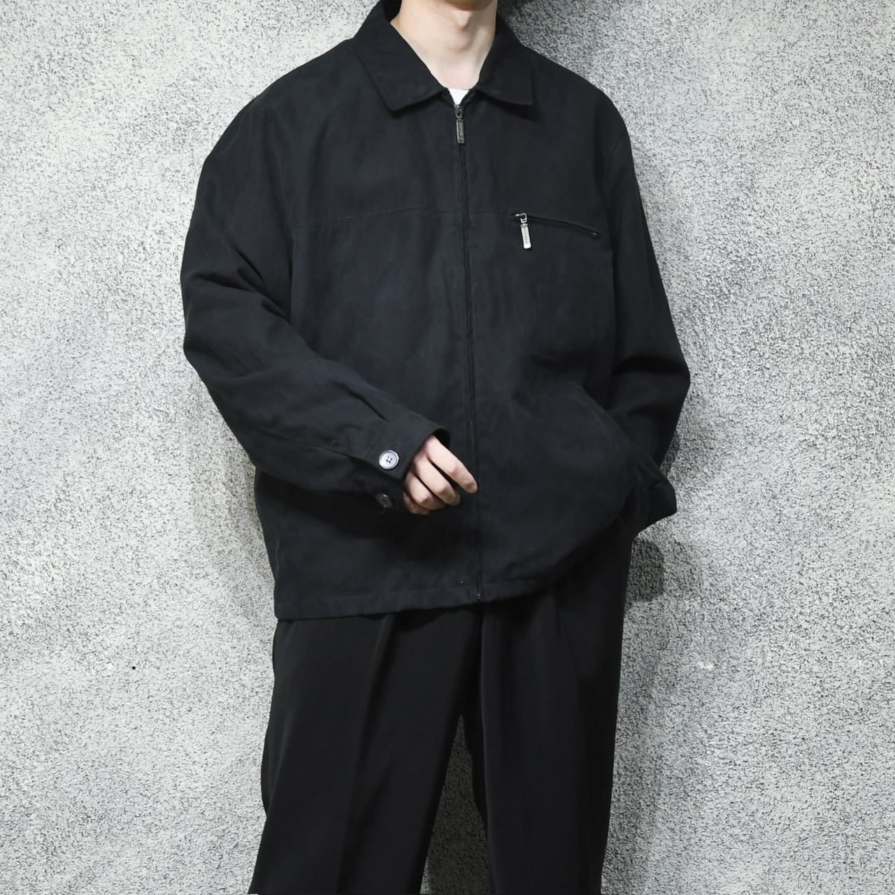 fake suede jacket black