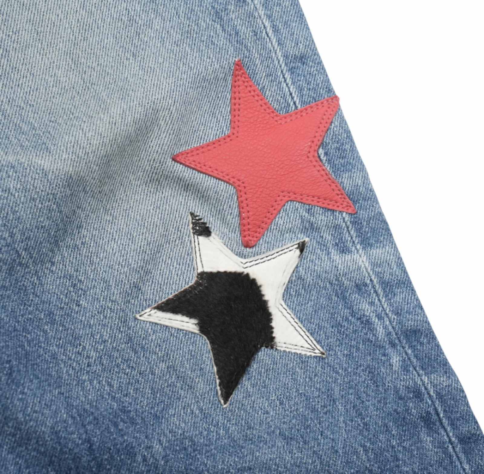 クロムハーツ  リーバイス サイズ:36インチ  U VNTG JEAN WH RED TAB ハラコレザークロスパッチリーバイス501デニムパンツ 中古 SJ02 クロムハーツ U VNTG JEAN WH/RED TAB ハラコレザークロスパッチ