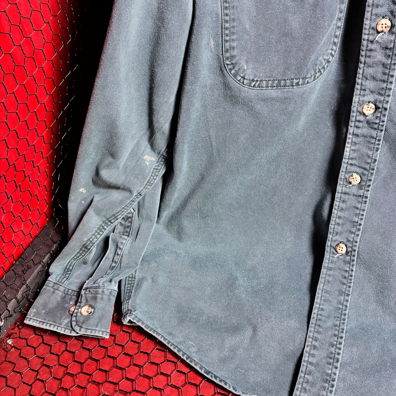 90s Carhartt ダックシャツ ペンキ リアルワーク グリーン カーハート