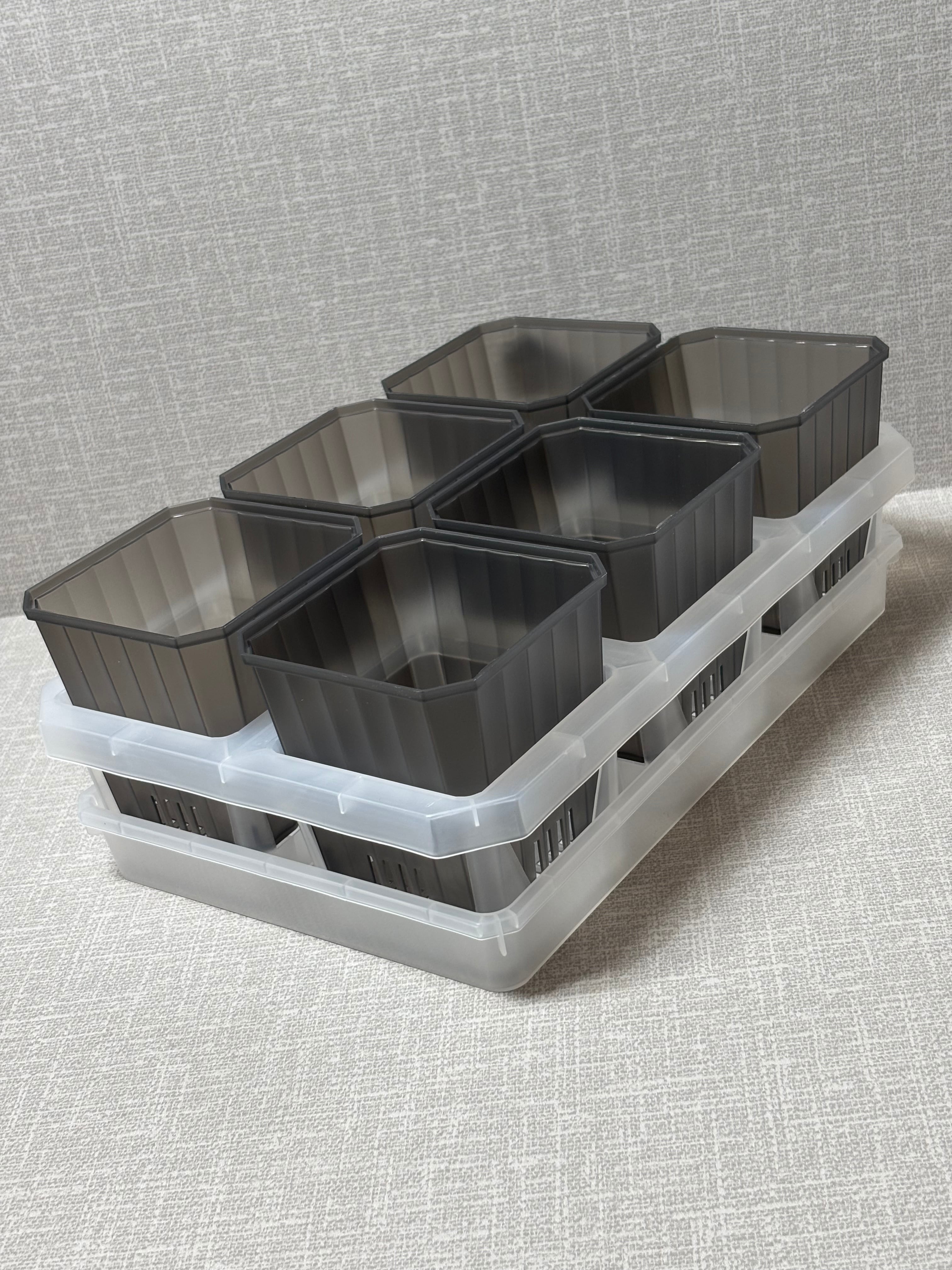 【C6】9.5㎝浅ルータルスリット グレーセット 皿付き