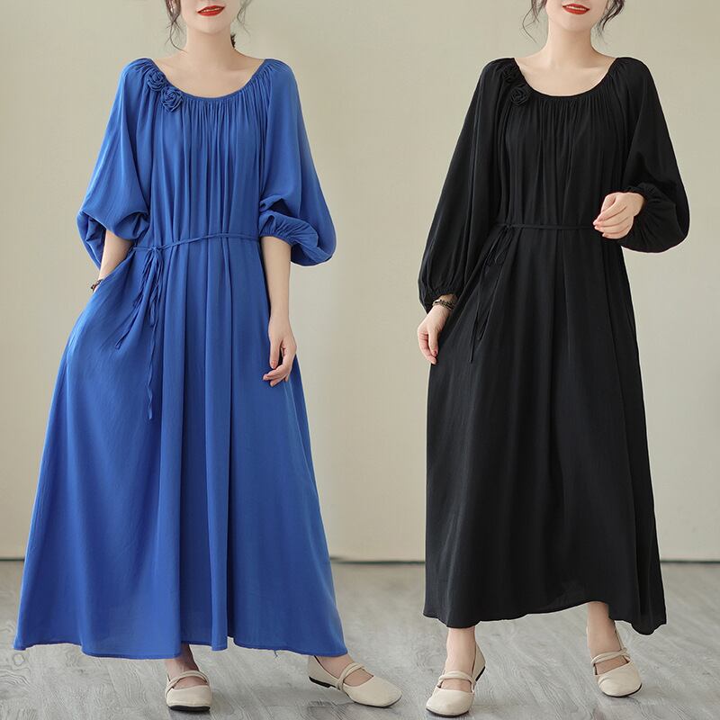 初回送料無料 ゆったりサイズワンピース ロングワンピース レーディスファションワンピース