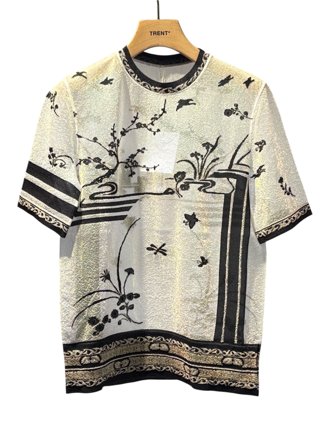 【25SS】Mame Kurogouchi マメ クロゴウチ / Nature Pattern Sheer Knitted Crew Neck Top / トップス - 7