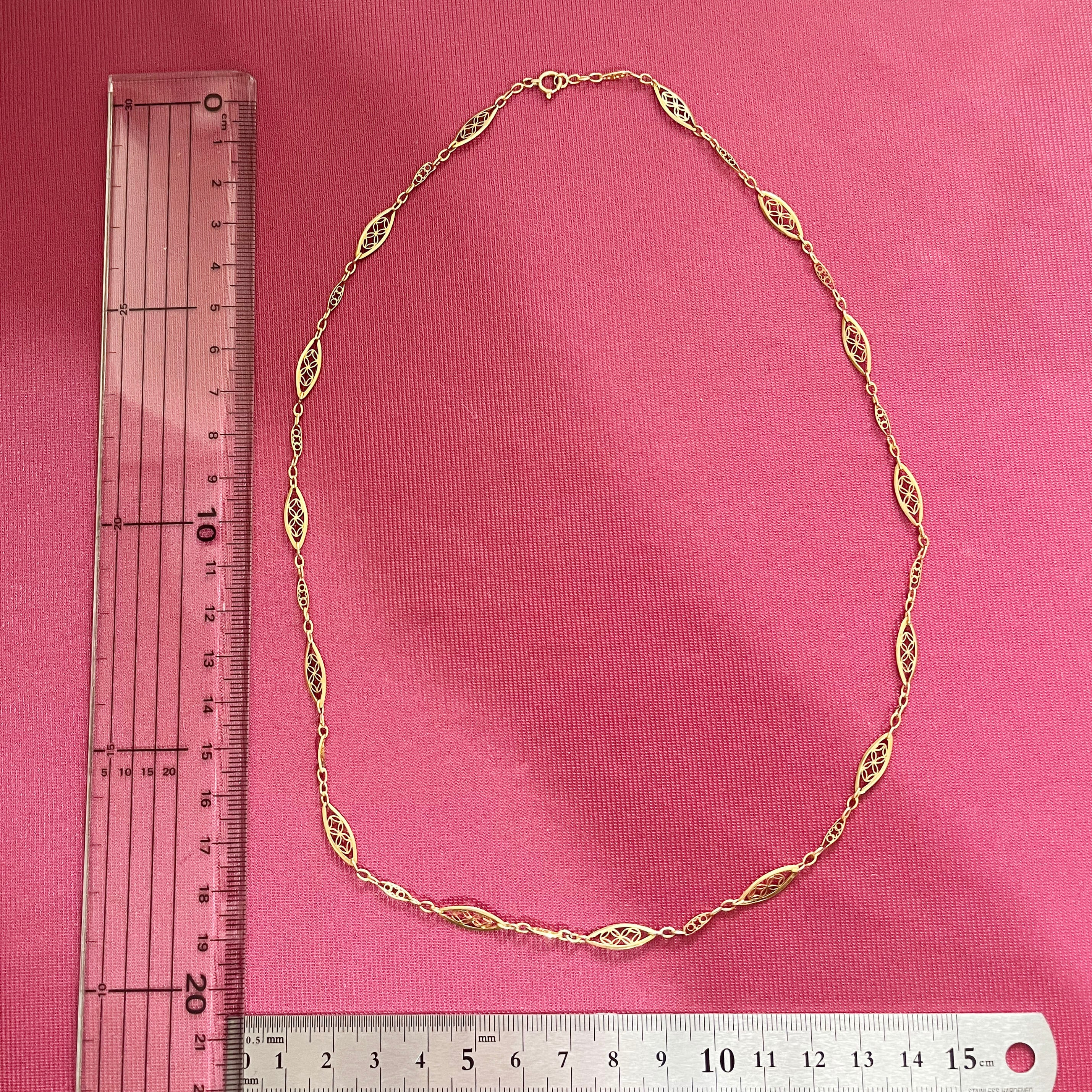 RN00076 フランス アンティーク フィリグリー チェーン ネックレス K18