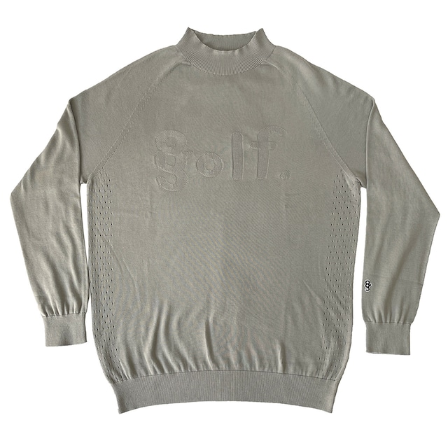 SUVIN COTTON MOCK NECK KNIT SWEATER -GREIGE-